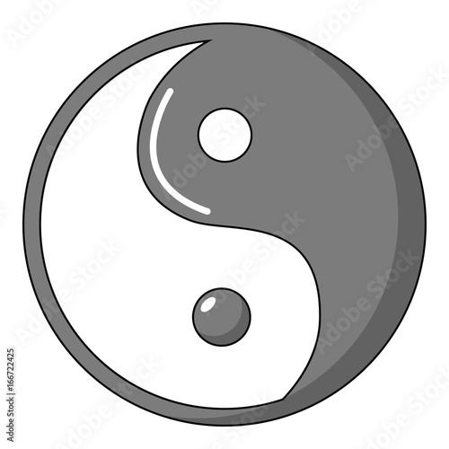 Yin yang symbol taoism icon, cartoon style