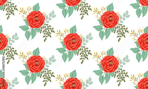 Seamless pattern in small cute flowers of antique roses and branches. Chabby chic millefleurs. Floral background for textile  wallpaper  pattern fills  covers  surface  print  gift wrap  scrapbooking 