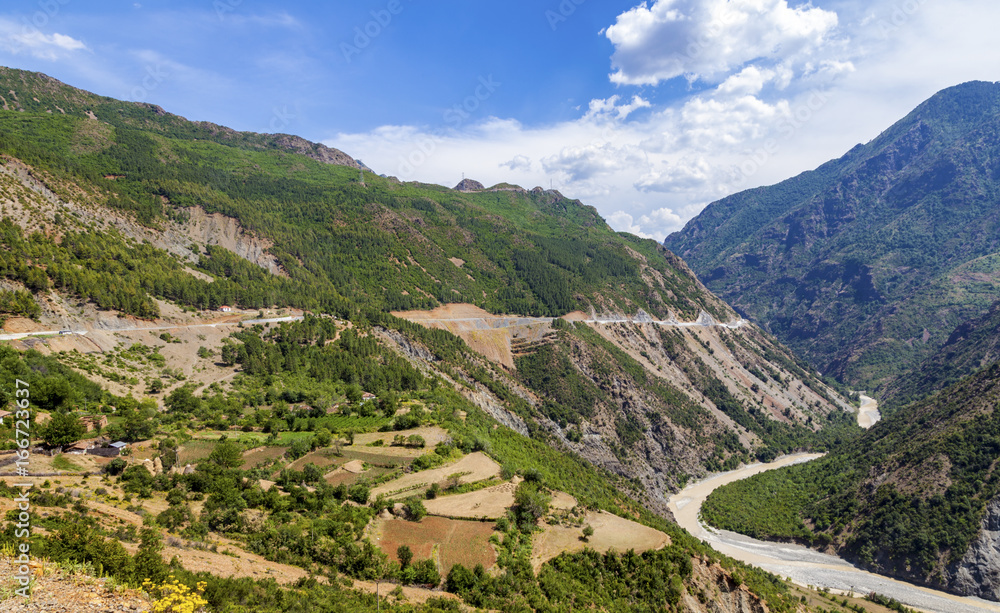 River Valley summer Landscape Distrct Gramsh Albania
