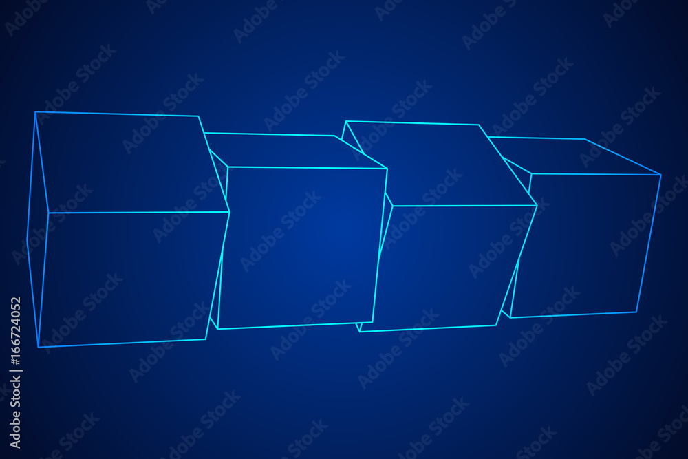 Obraz premium Mesh low poly cubes elements. Digital Data Visualization Concept. Vector Illustration.