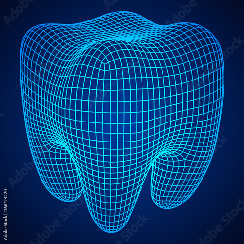 Tooth Wireframe Mesh. Connection Structure Vector Illustration. Dental medicine, health concept.