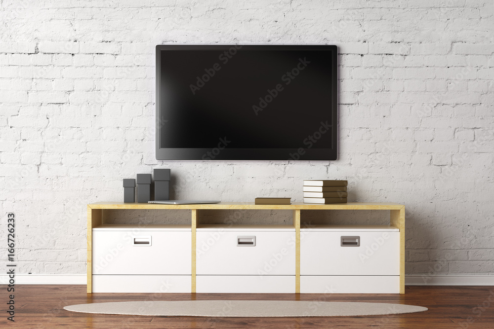 Living room with empty TV screen Living room with empty TV screen
