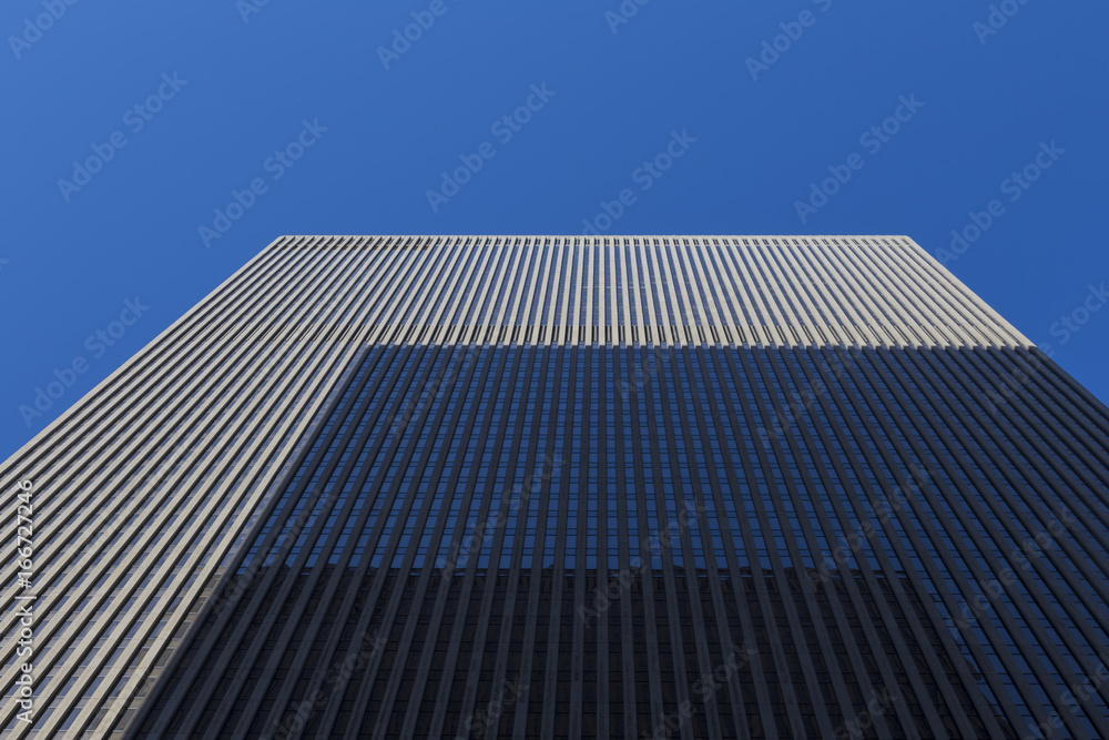Upward Perspective of a Skyscraper Shadowed by Another Skyscraper Upward Perspective of a Skyscraper Shadowed by Another Skyscraper