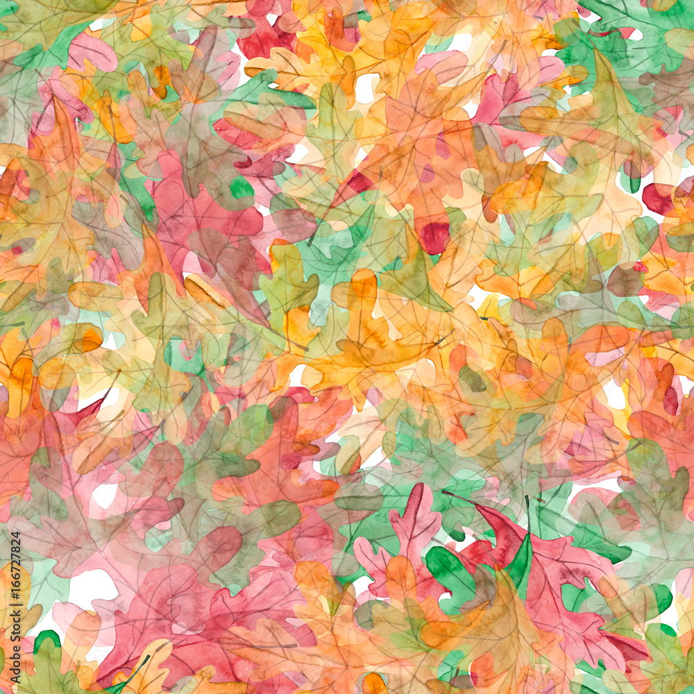 Autumn Leaves Pattern Watercolor