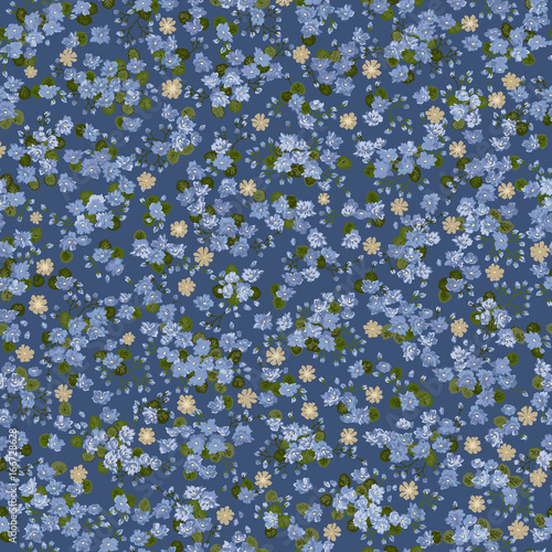 Simple gentle pattern in small-scale flower. Millefleurs. Liberty style. Floral seamless background for textile or book covers, manufacturing, wallpapers, print, gift wrap and scrapbooking.