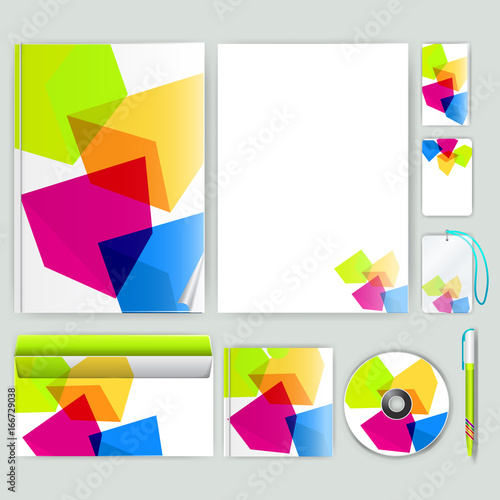 Corporate identity template with color elements. Vector company business style for brandbook, report and guideline. Stationery template with abstract pattern theme illustration. photo