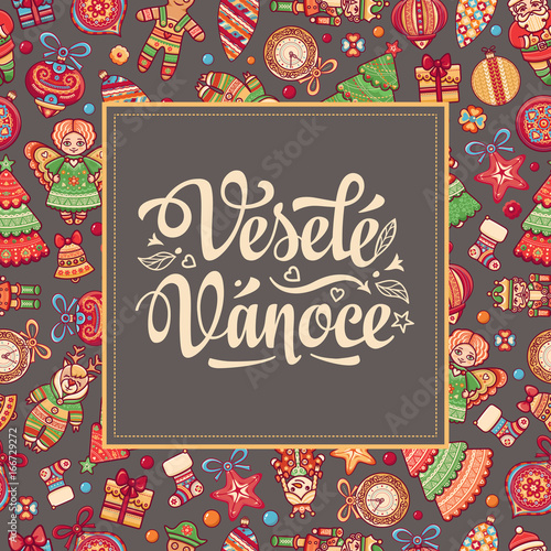 Vesele Vanoce Lettering composition Czech language