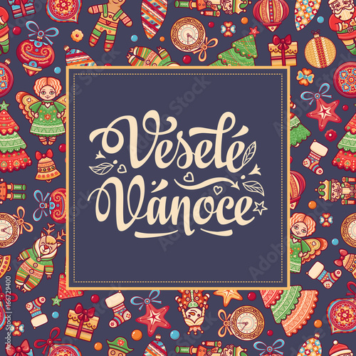 Vesele Vanoce Lettering composition Czech language