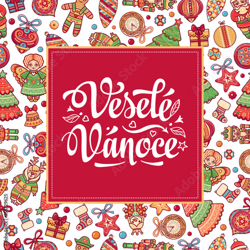 Vesele Vanoce Lettering composition Czech language