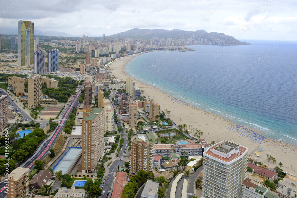 Obraz premium Aerial view of Benidorm, Alicante, Spain.