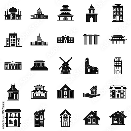 Building site icons set, simple style