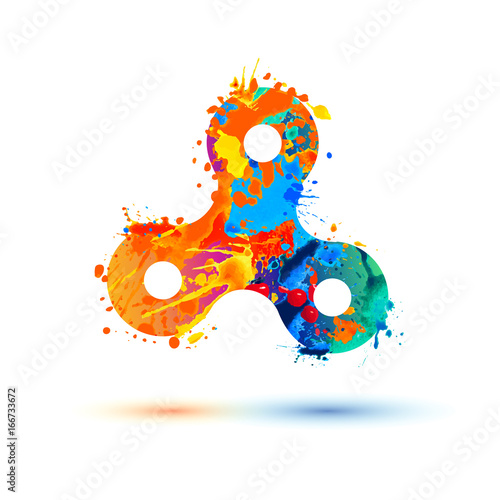 Hand spinner toy. Vector splash paint