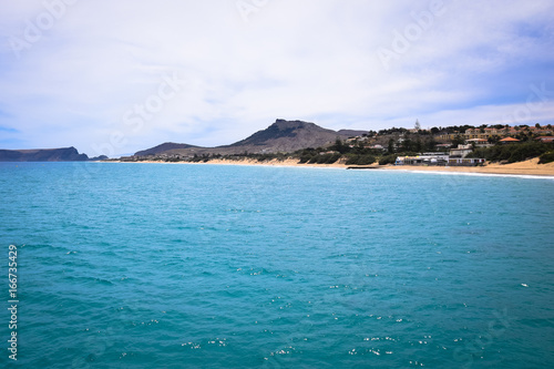 The beach of Porto Santo from the pier at Vila Baleira