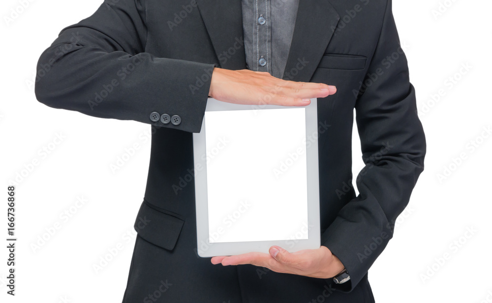 Businessman holding tablet