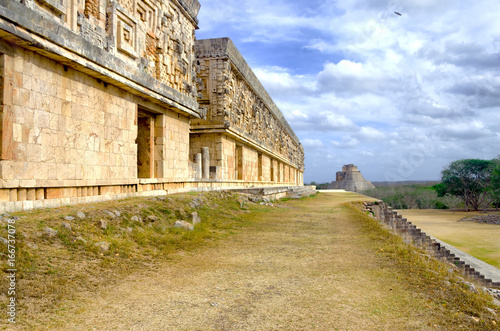 Governor's Palace and the Pyramid of the Magician in Uxmal