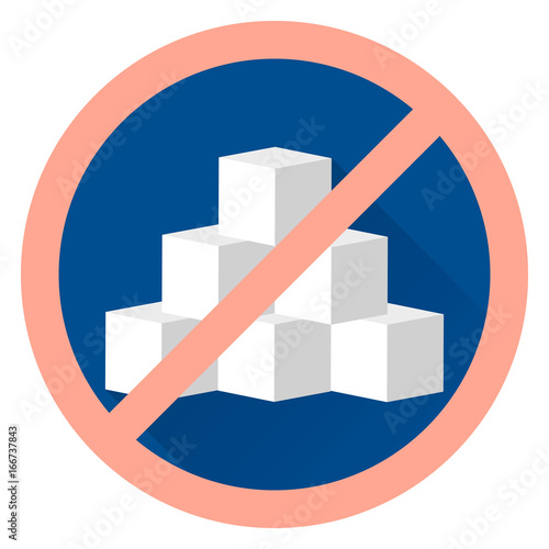 vector flat icon sign sugar free, refined sugar