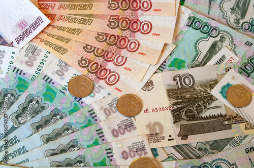 Russian banknotes and coins