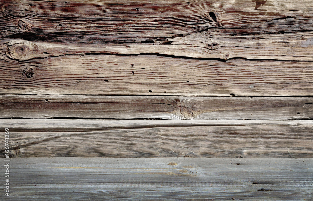 Naklejka premium Old, dirtied and eaten by plankwood boards as a background to everything