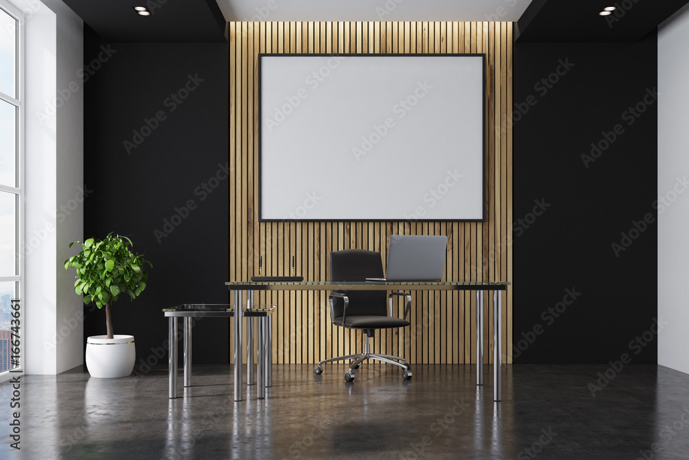 Black and wooden CEO office, poster Black and wooden CEO office, poster