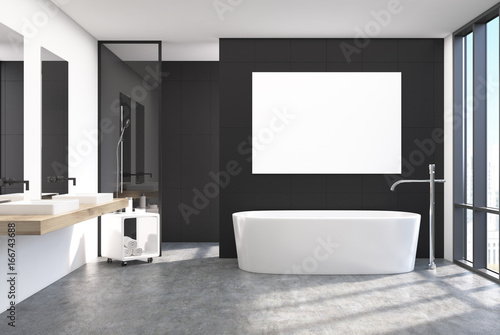 Modern black bathroom interior  poster