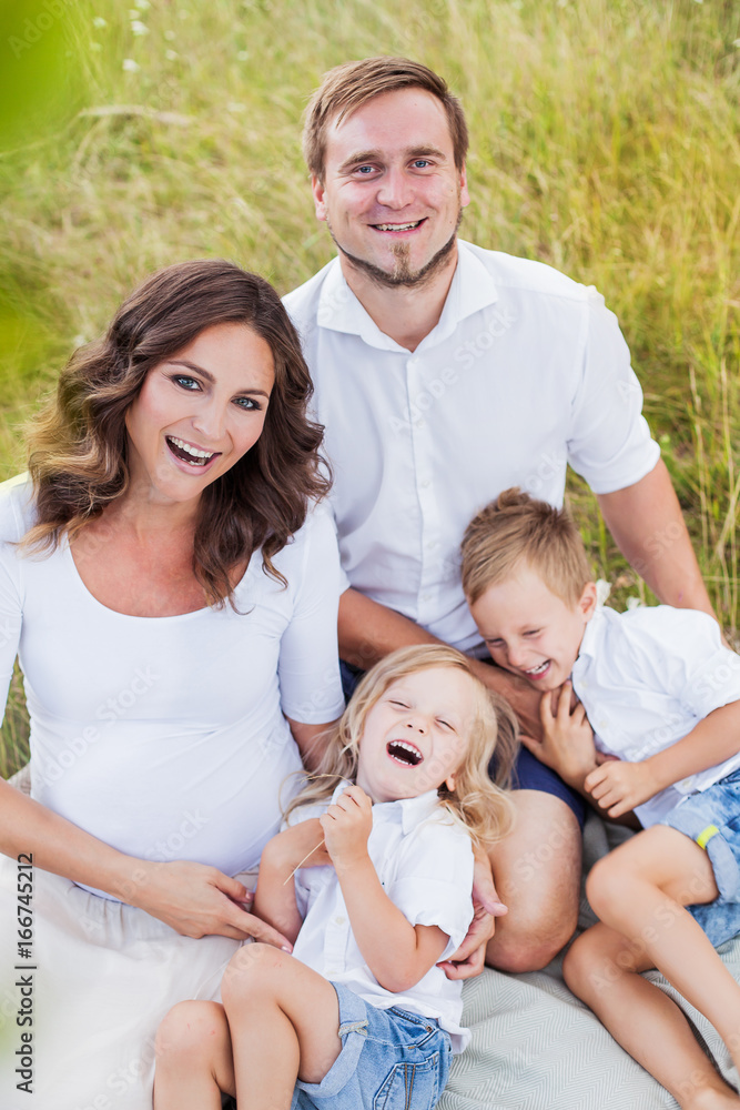 beautiful young happy family