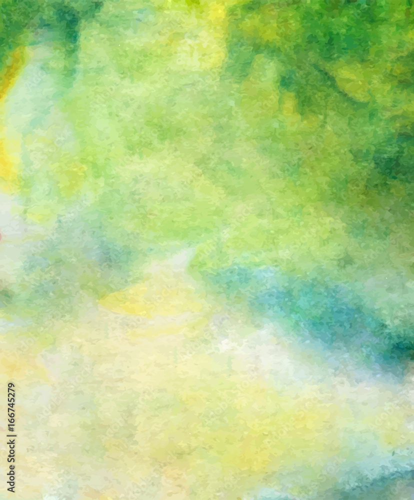 vector abstract bright green, blue, yellow watercolor background for your design greeting cards and invitations
