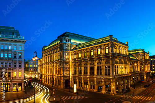 View of State Opera in Vienna, Austria during the night