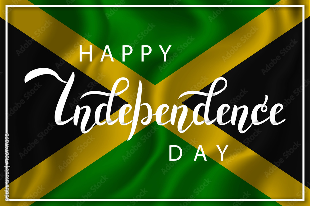 Vector isolated handwritten lettering for 6th August Happy Independence Day in Jamaica on the