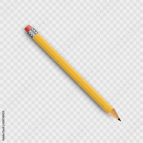 Vector realistic isolated wooden yellow pencil on the transparent background for decoration and covering. photo