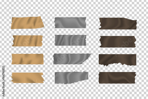 Vector set of realistic isolated adhesive skotch sticky tapes on the transparent background for decoration and covering.