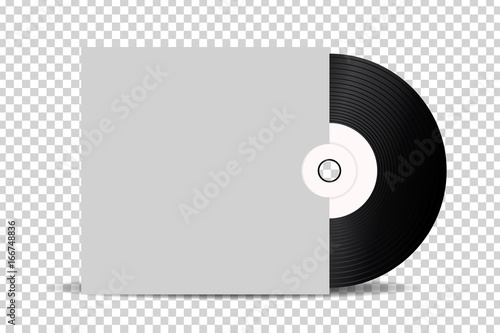 Vector realistic isolated retro vinyl record for decoration and covering on the transparent background.