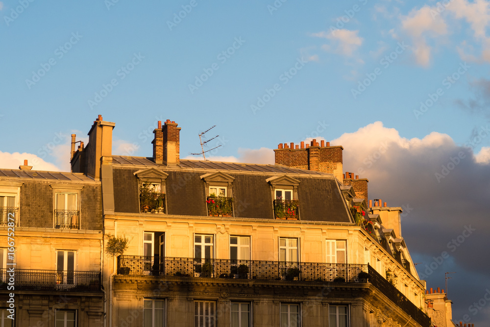 Typical parisian building facade, Paris, France