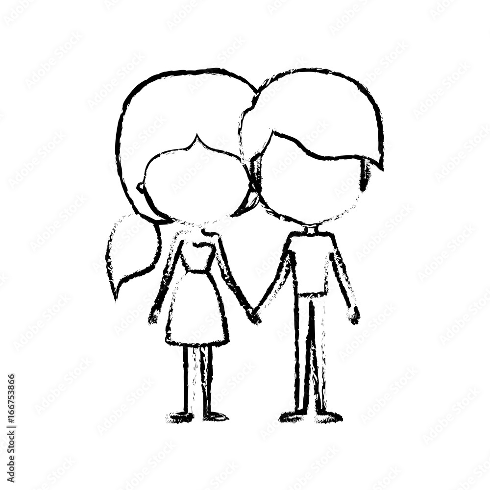 blurred silhouette of caricature faceless thin couple in clothes of young man and woman with side ponytail hairstyle holding hands blurred silhouette of caricature faceless thin couple in clothes of young man and woman with side ponytail hairstyle holding hands