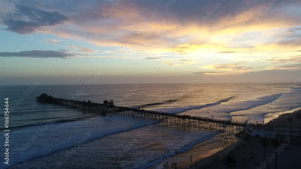 This is an aerial sunset view near the Oceanside Pier, 35 miles North of San Diego, California, USA This is an aerial sunset view near the Oceanside Pier, 35 miles North of San Diego, California, USA