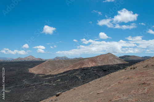 Volcanic cone surrounded by ancient basaltic lava flows  Lanzarote  Canary Islands