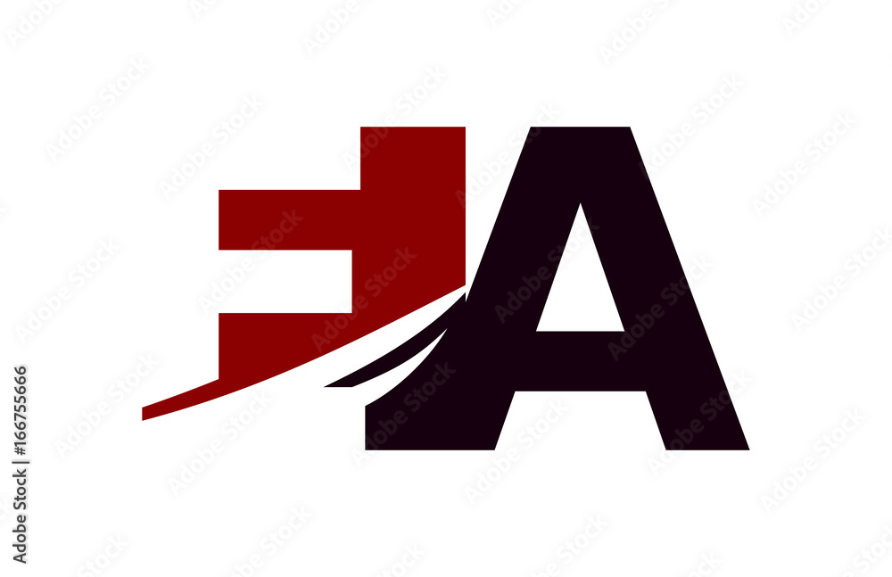 EA Red Negative Space Square Swoosh Letter Logo EA Red Negative Space Square Swoosh Letter Logo