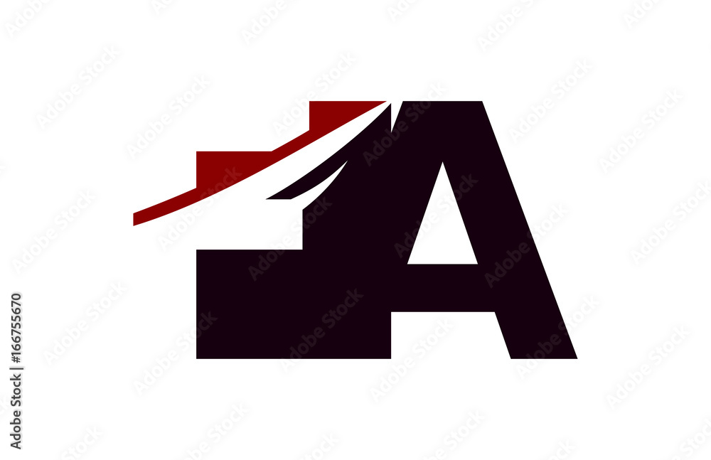 FA Red Negative Space Square Swoosh Letter Logo FA Red Negative Space Square Swoosh Letter Logo