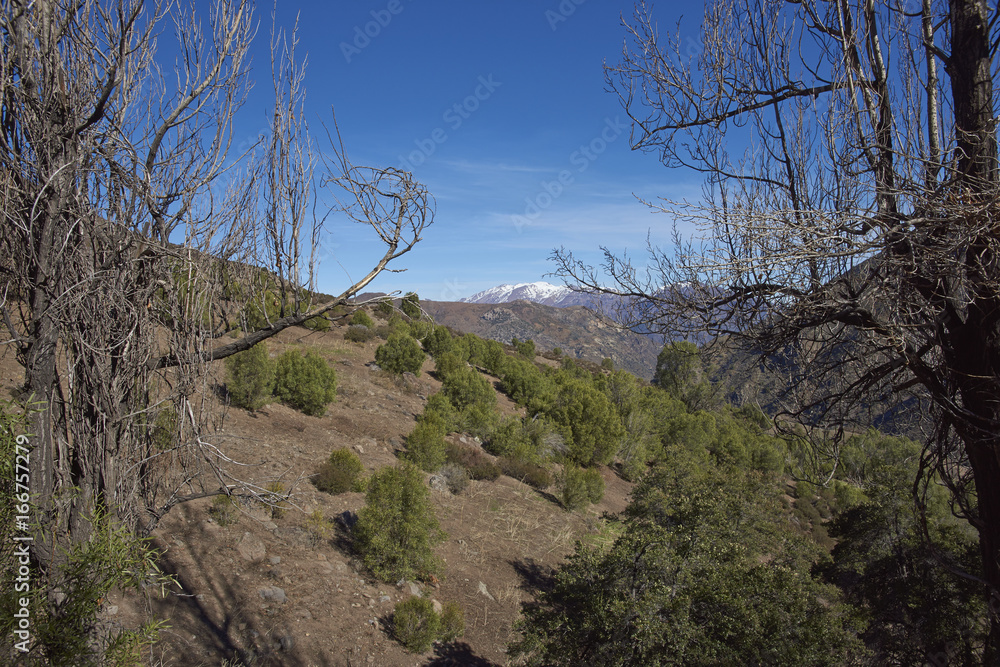 Mountainous landscape of Parque Yerba Loca set in a glacial valley close to Santiago, capital of Chile. Mountainous landscape of Parque Yerba Loca set in a glacial valley close to Santiago, capital of Chile.