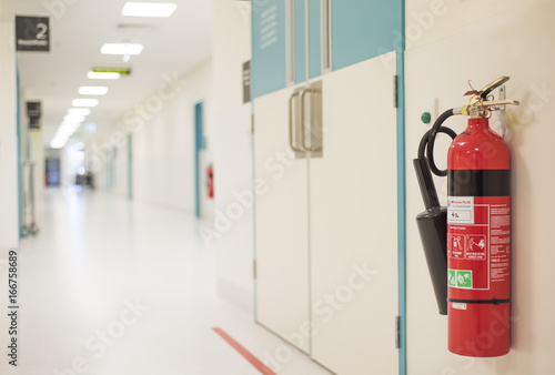 Fire extinguisher in operating theatre