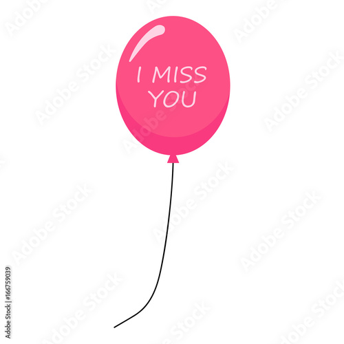 Pink air balloon with text i miss you