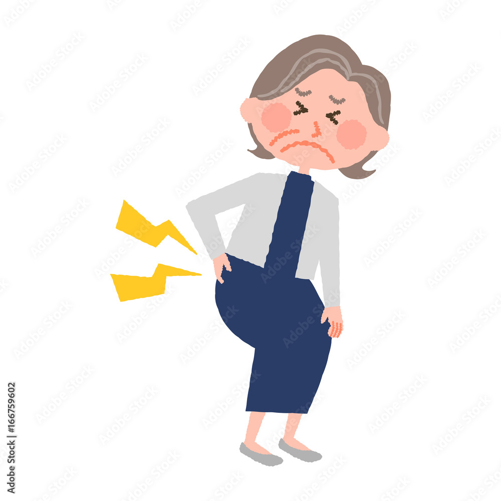 vector illustration of an elderly woman with low back pain vector illustration of an elderly woman with low back pain