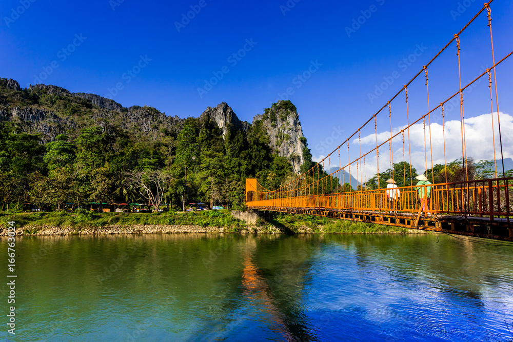 Bridge over Song River, Vang Vieng, Laos.2016-11-28