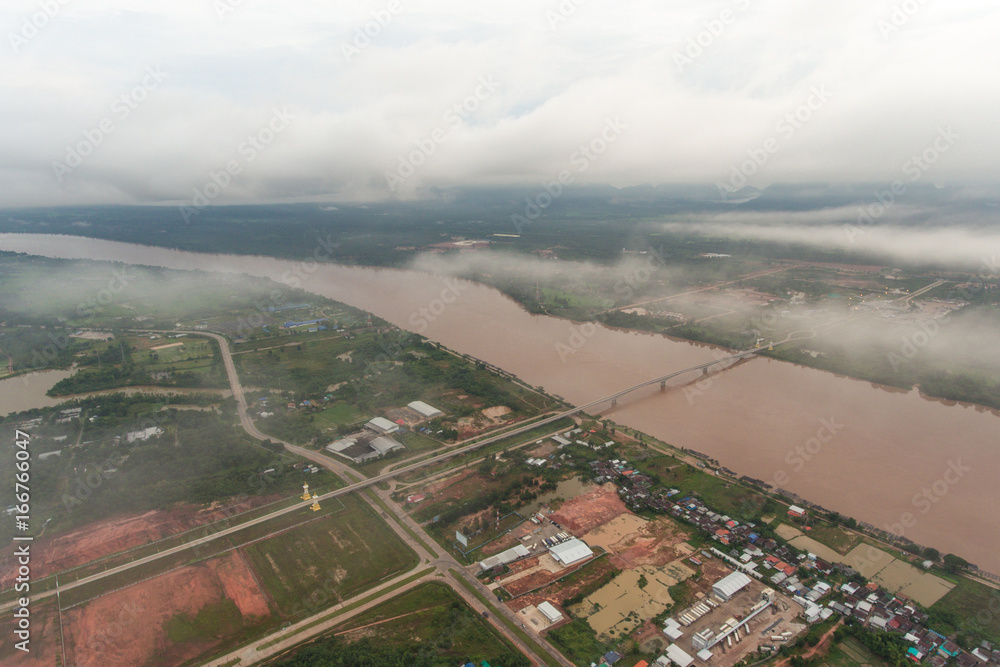 Bridge over the Mekong River at three Thailand - Laos