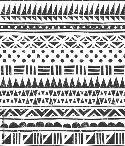 Seamless tribal pattern. Abstract block print. EPS 10 vector illustration.