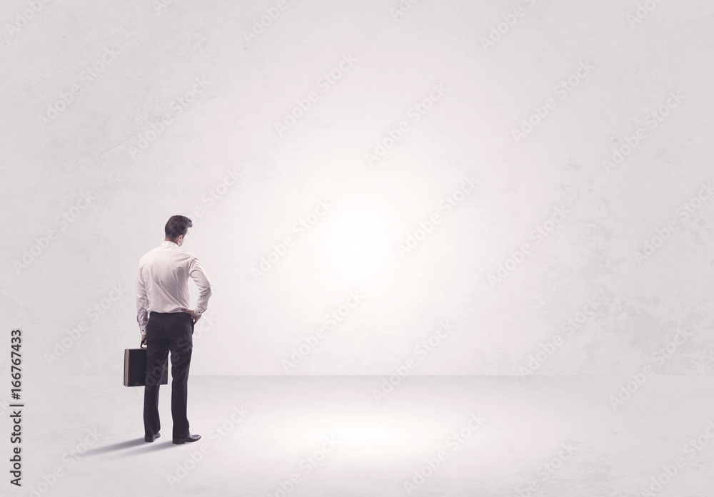 Finance worker standing in pure nothing Finance worker standing in pure nothing