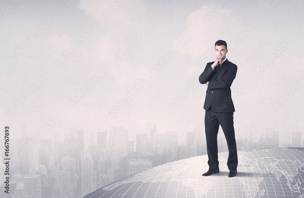 man standing in front of city landscape man standing in front of city landscape