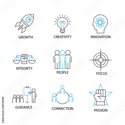 Modern Thin Line Icon and Pictogram, Business Core Value Concept, Flat thin line designed vector Illustrator