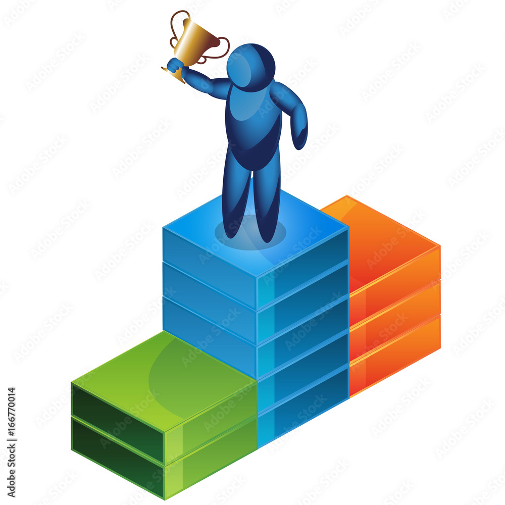 holding trophy on the podium. illustration in vector format. holding trophy on the podium. illustration in vector format.