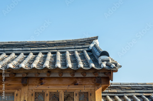Korean style wall and roof in village south korea