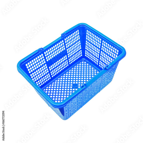 rectangle blue shopping basket isolated on white